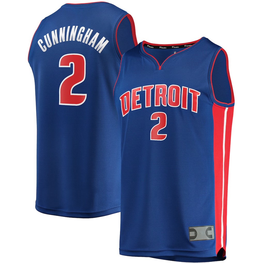 Jdoa D.Pistons #2 Cade Cunningham  Blue Fast Break Replica Jerseys - Icon Edition