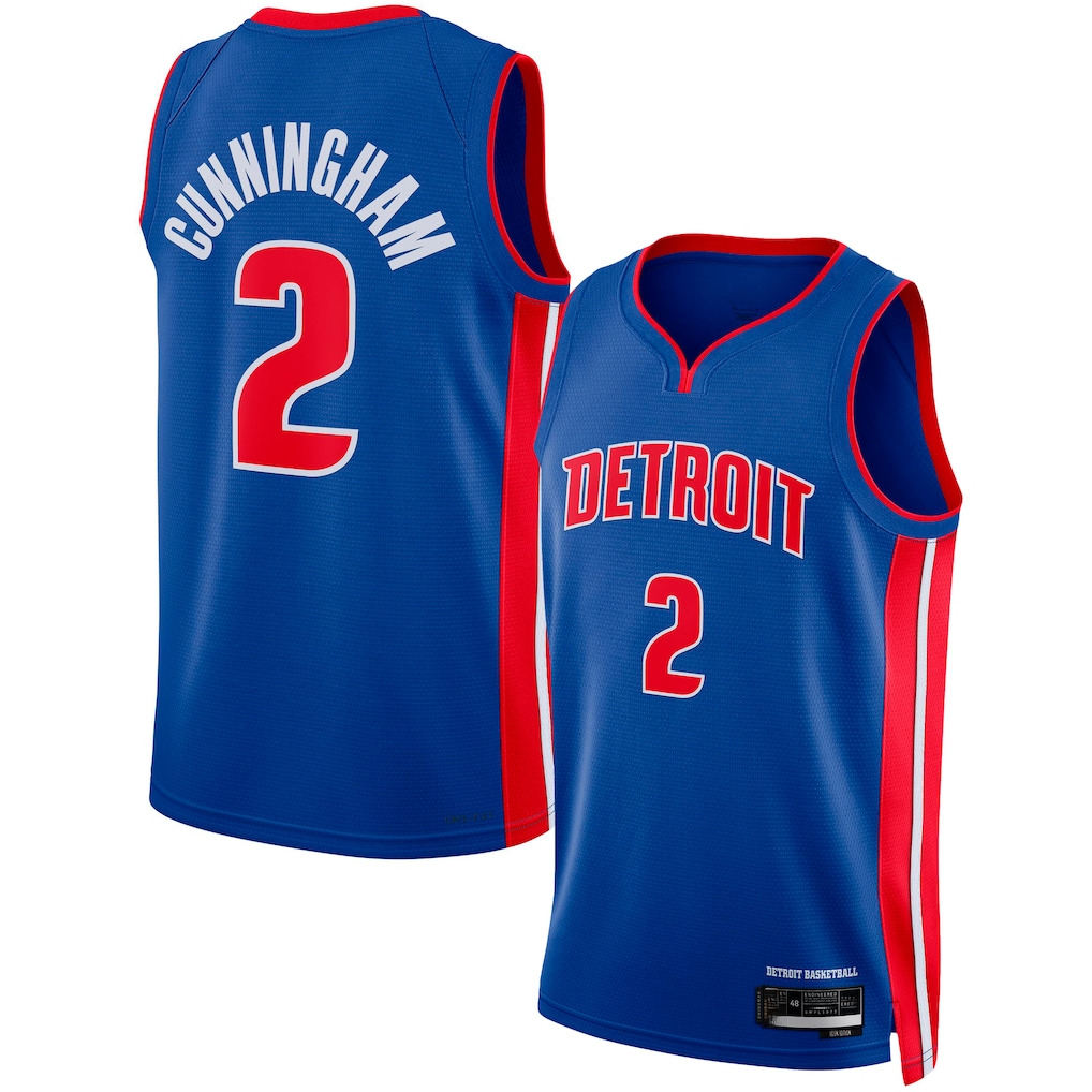 Jdoa D.Pistons #2 Cade Cunningham Blue Swingman Jerseys - Icon Edition