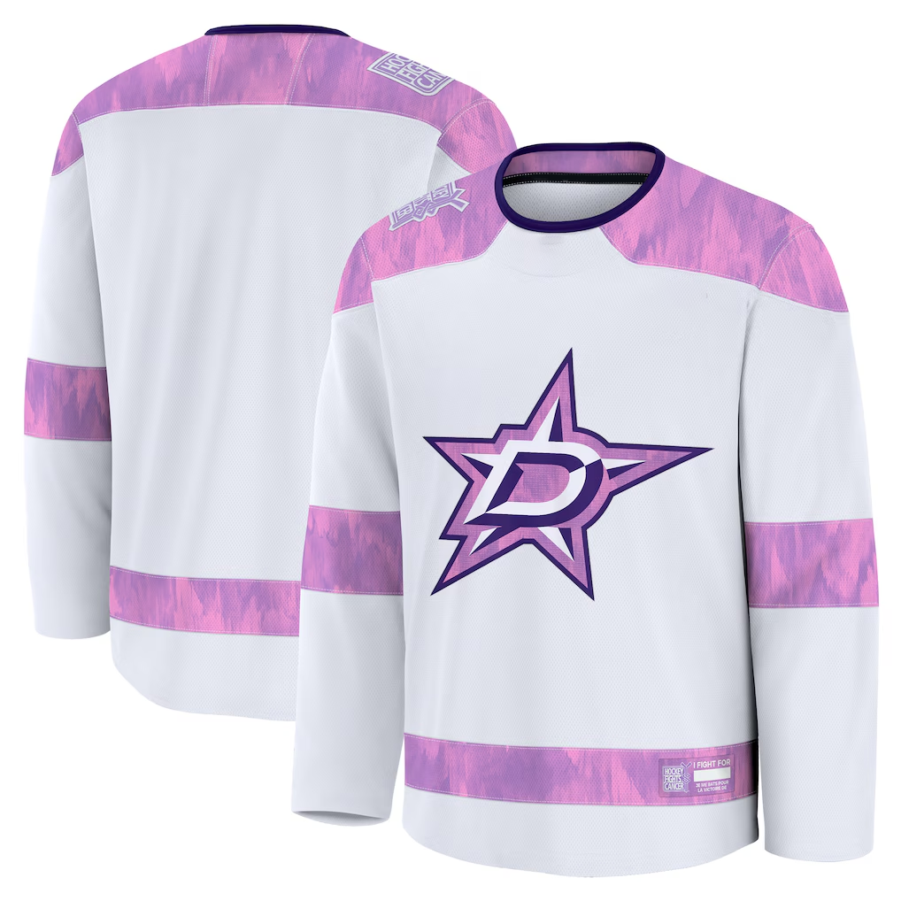 Jdoa D.Stars White 2024 Hockey Fights Cancer Practice Jerseys