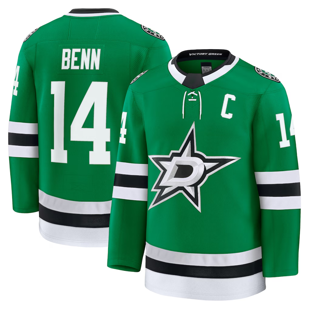 Jdoa D.Stars #14 Jamie Benn Kelly Green Home Premium Jerseys