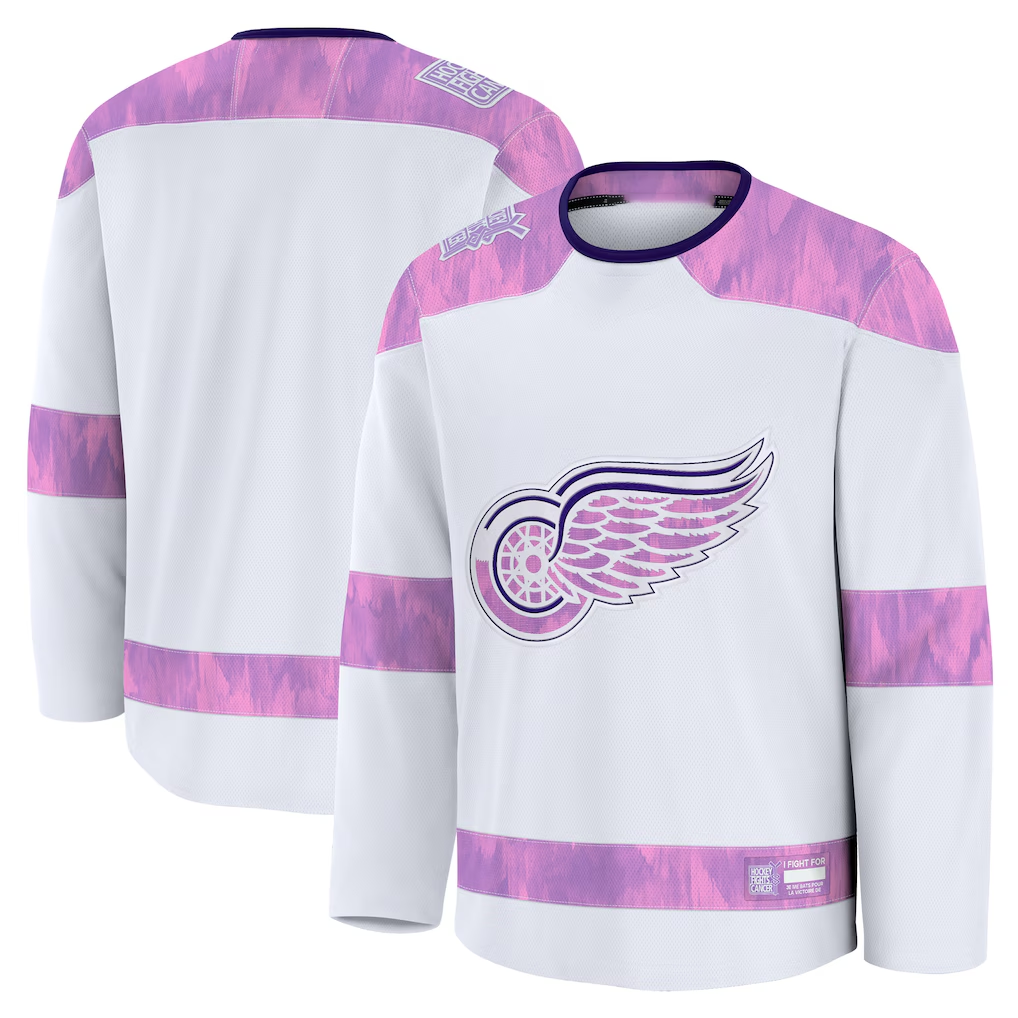 Jdoa D.Red wings White 2024 Hockey Fights Cancer Practice Jerseys