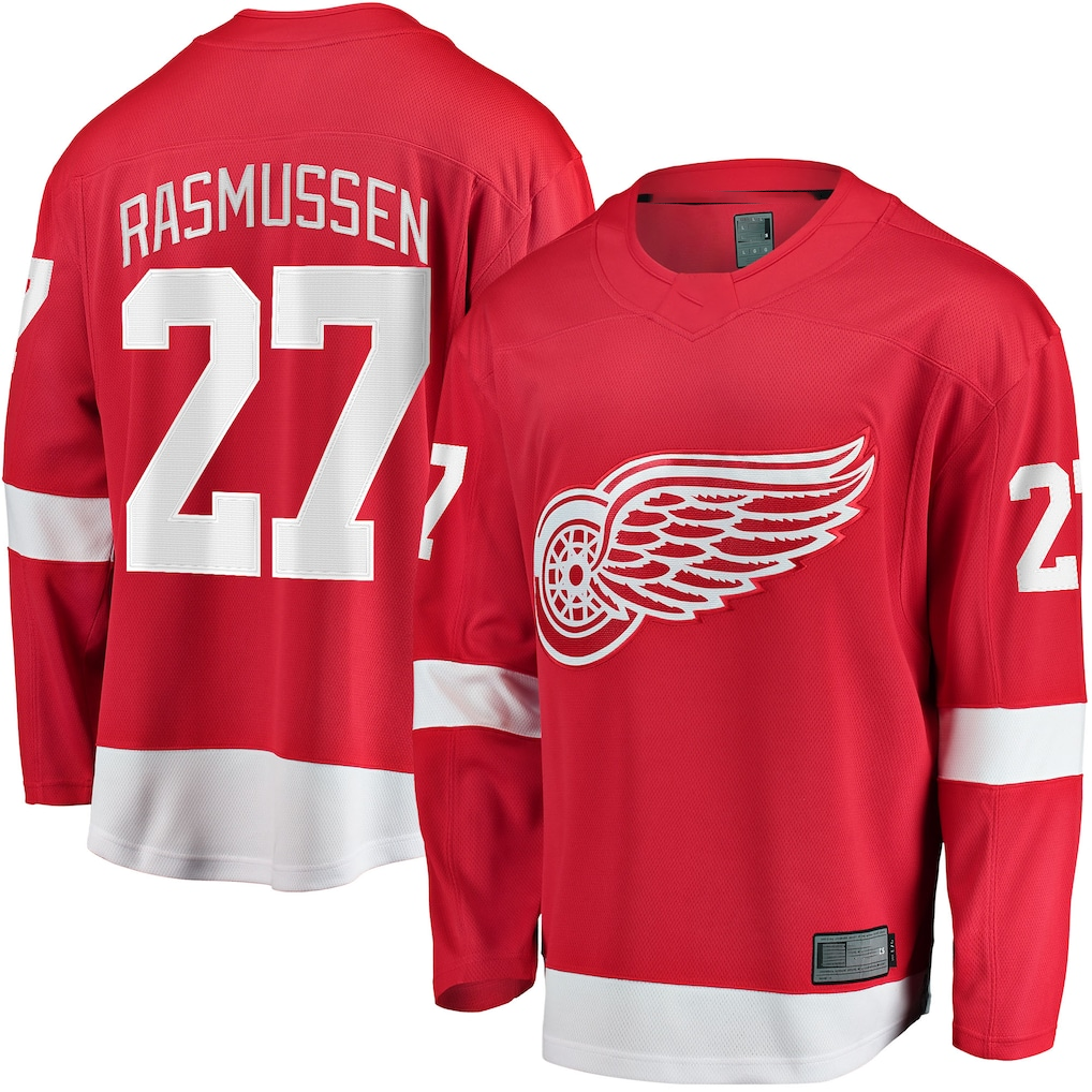 Jdoa D.Red wings #27 Michael Rasmussen Red Home Breakaway Player Jerseys