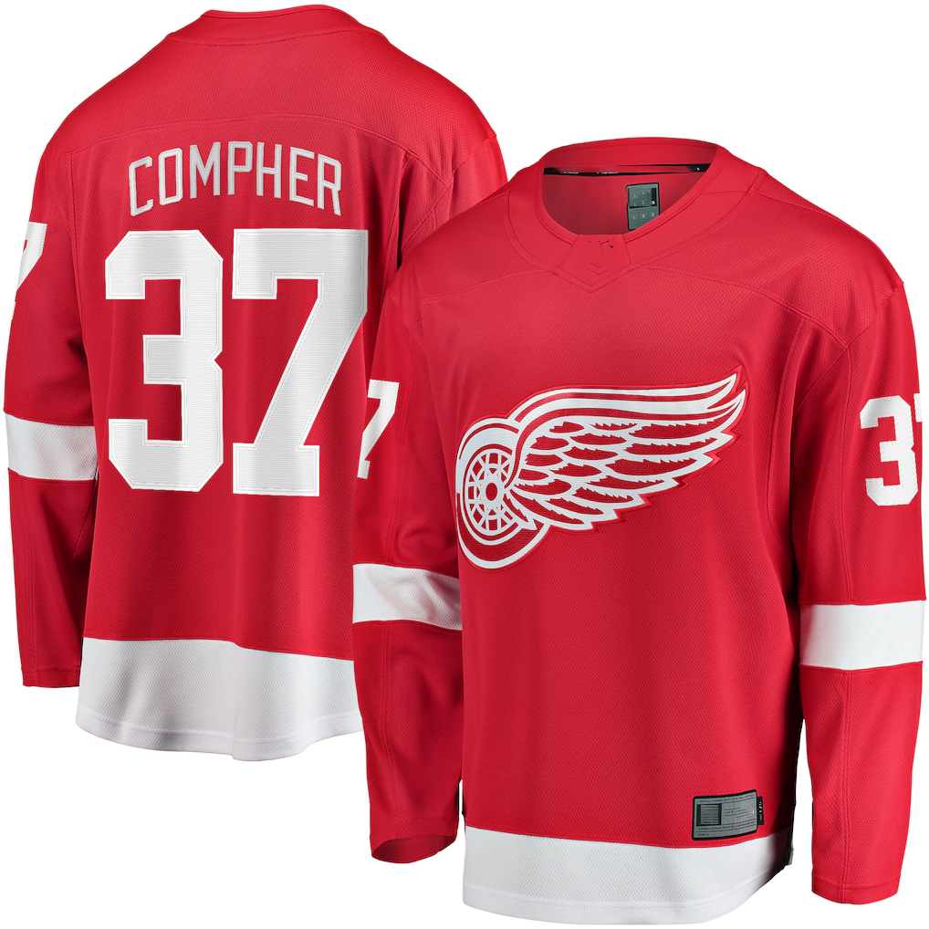 Jdoa D.Red wings #37 J.T. Compher Red Home Breakaway Jersey