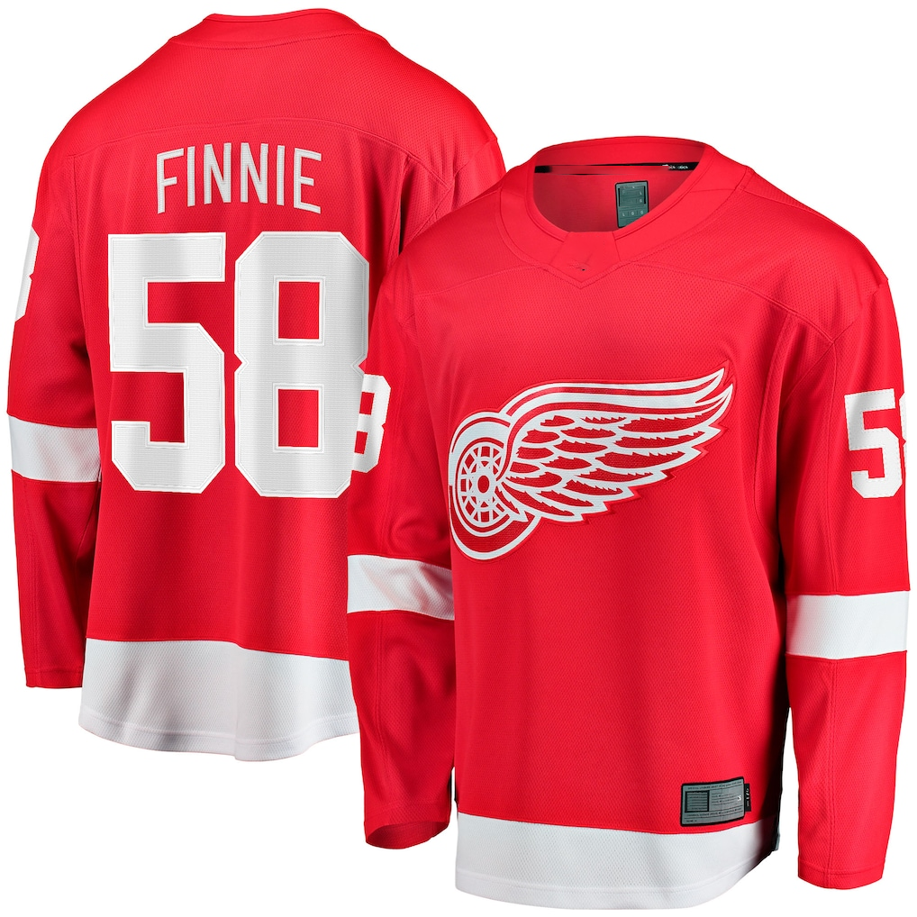 Jdoa D.Red wings #58 Emmitt Finnie Red Home Breakaway Jerseys