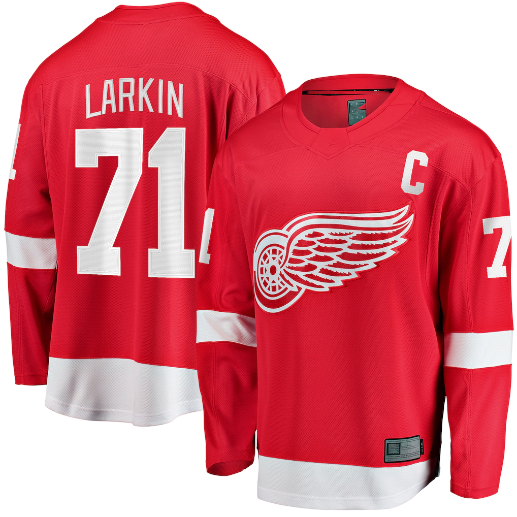 Jdoa D.Red wings #71 Dylan Larkin Branded Red Captain Home Breakaway Jerseys