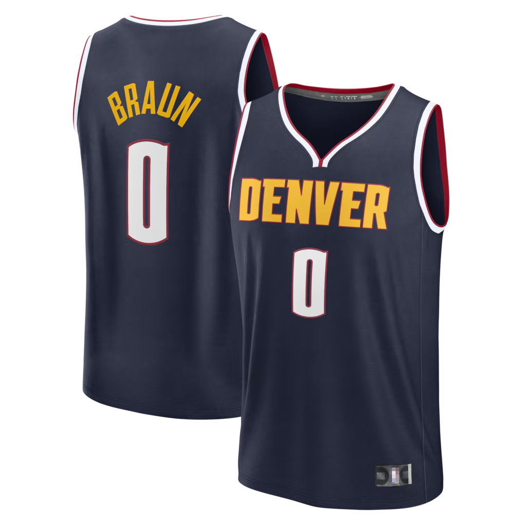 Xdoa D.Nuggets #0 Christian Braun Navy Fast Break Replica Jerseys - Icon Edition