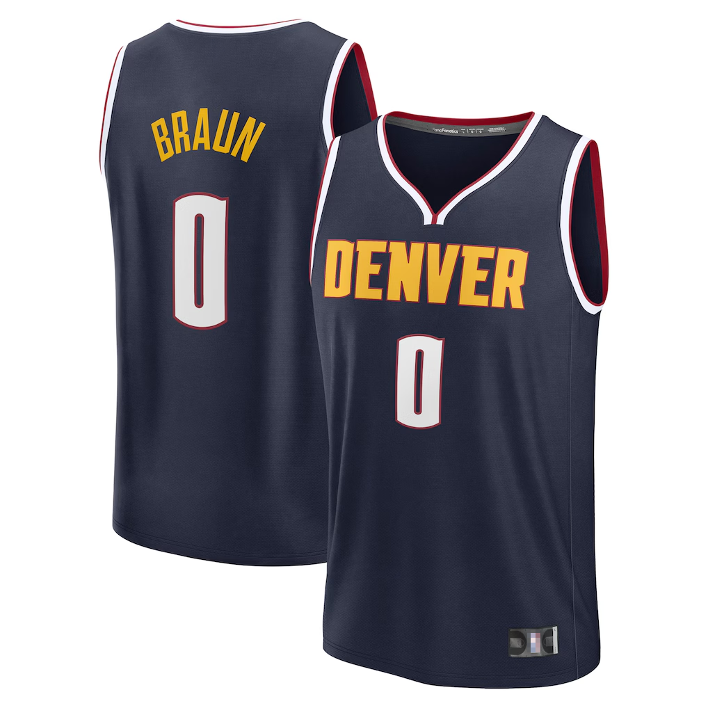 Xdoa D.Nuggets #0 Christian Braun Navy Fast Break Replica Player Jerseys - Icon Edition