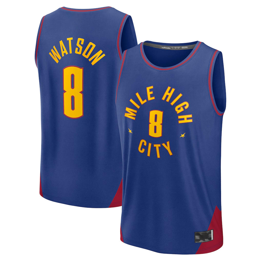 Xdoa D.Nuggets #8 Peyton Watson Blue Fast Break Replica Player Jerseys - Statement Edition