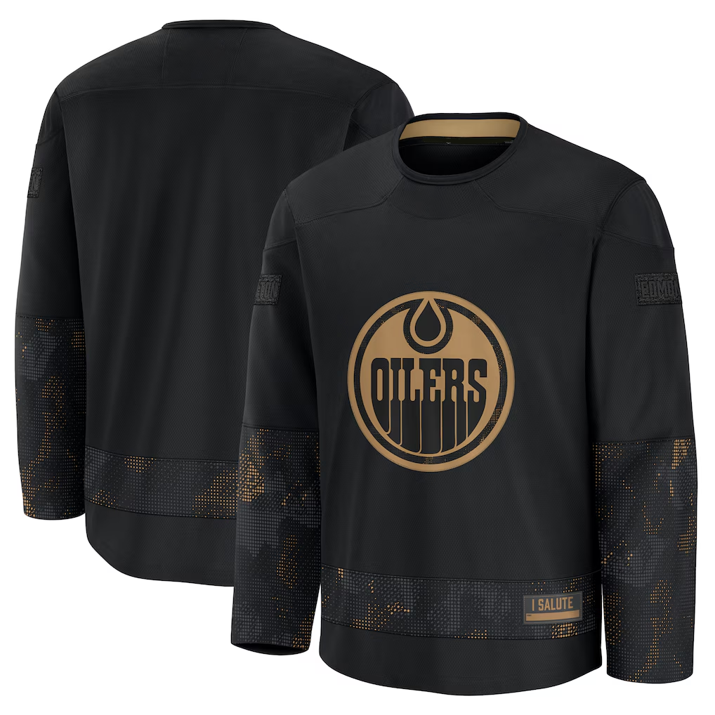 Jdoa E.Oilers Black 2024 Military Appreciation Practice Jerseys
