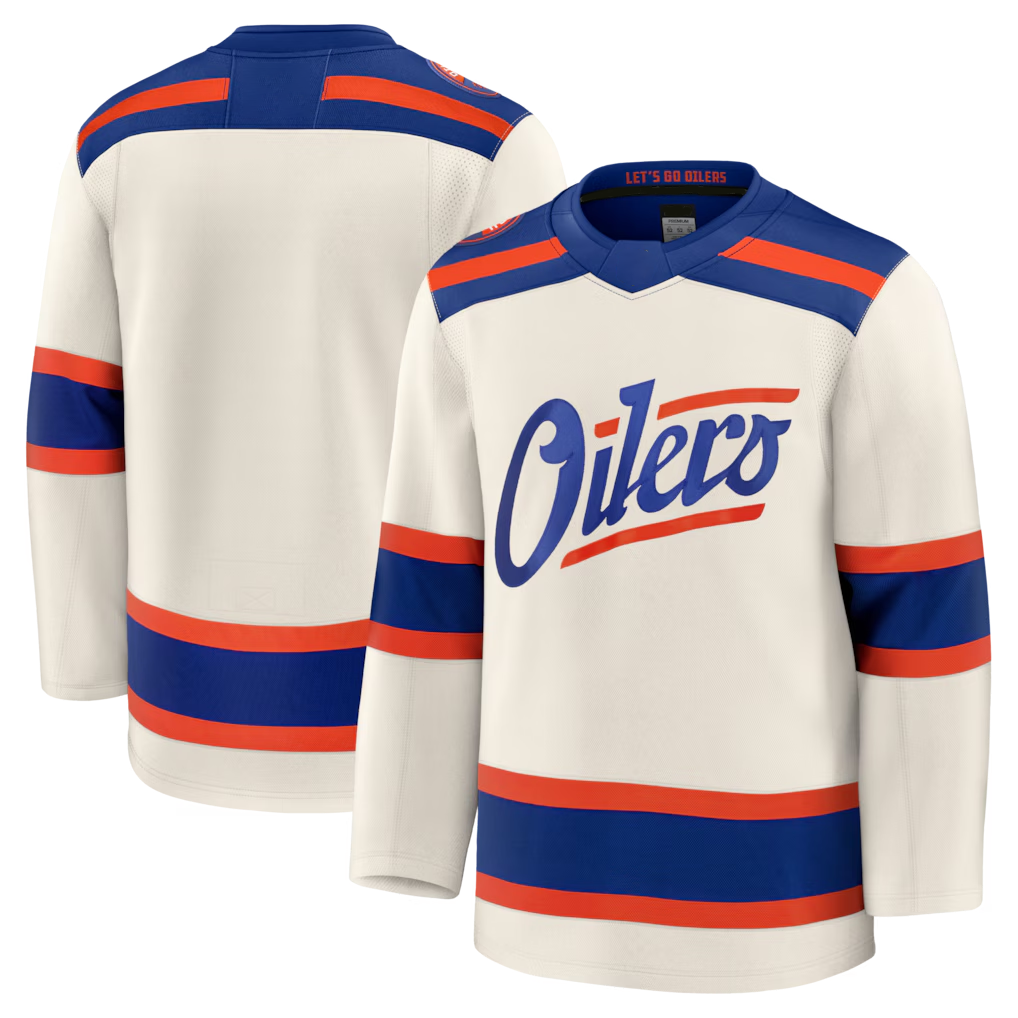 Jdoa E.Oilers Light Beige Alternate Premium Jerseys