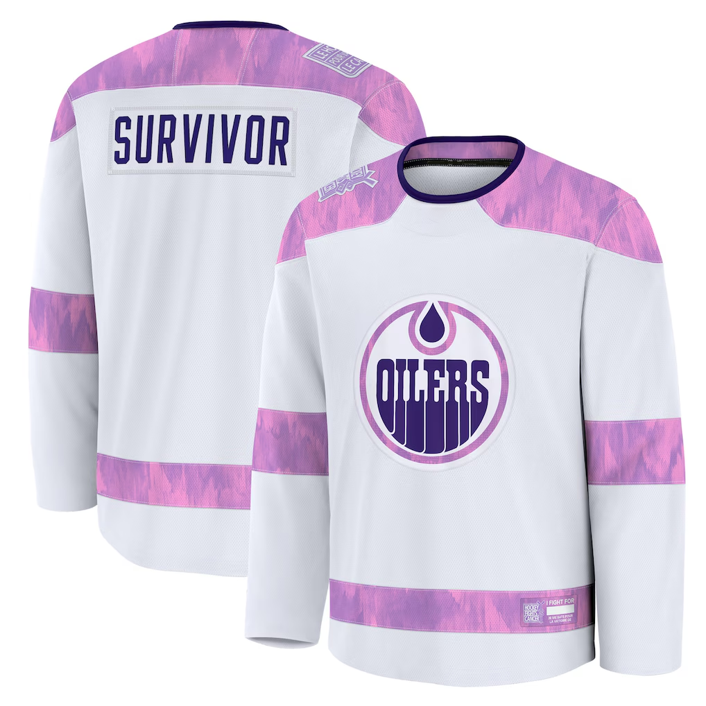 Jdoa E.Oilers White Hockey Fights Cancer Survivor Practice Jerseys