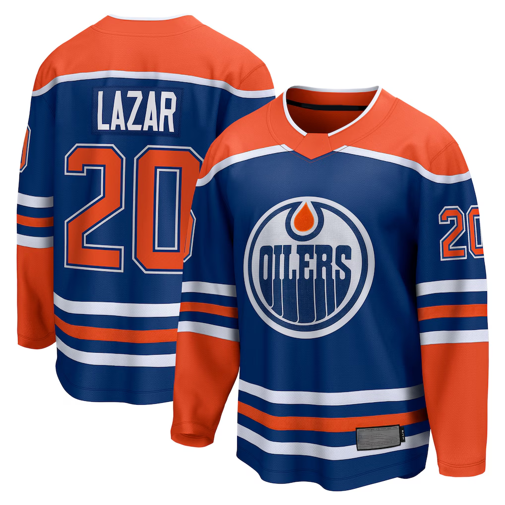 Jdoa E.Oilers #20 Curtis Lazar Royal Home Breakaway Jerseys