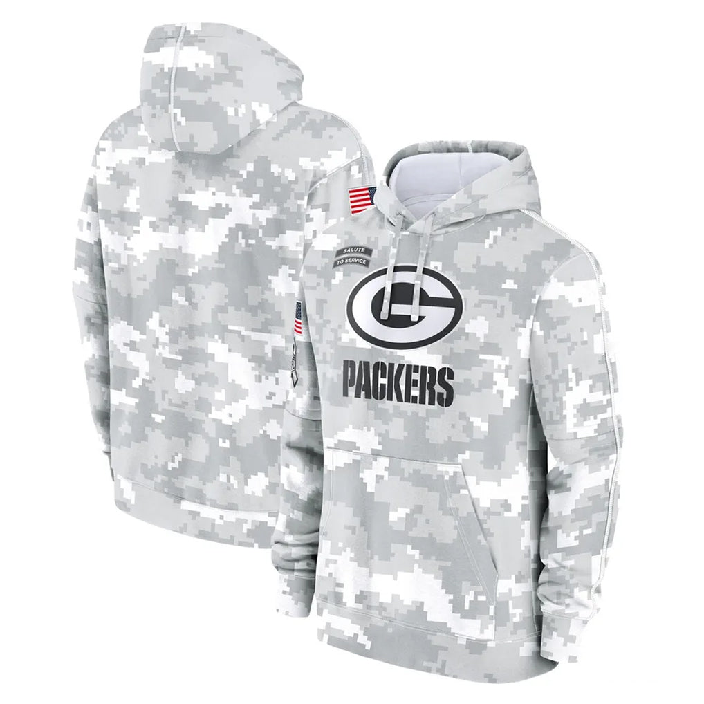 Jdoa GB.Packers Arctic Camo Salute to Service Hoodies Limited Game Blank Player Stitched Jerseys