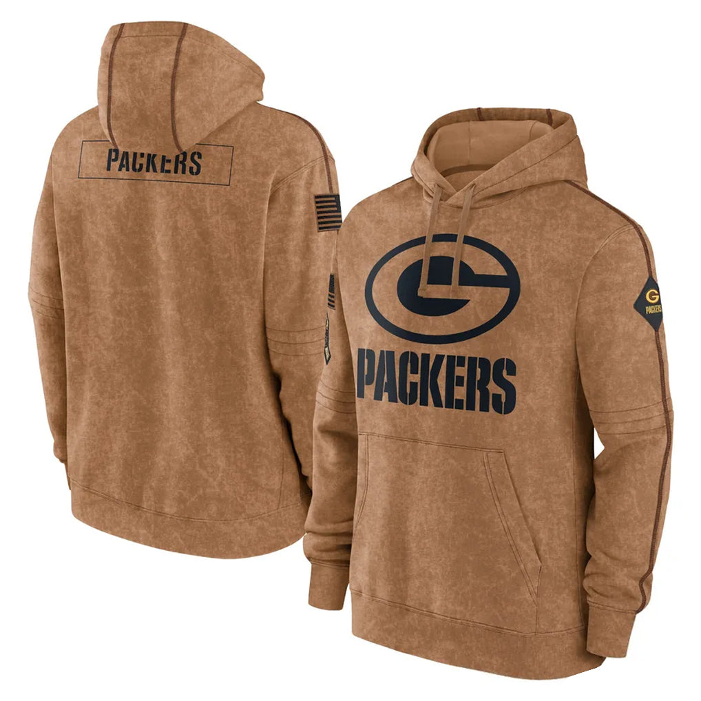 Jdoa GB.Packers Brown Salute to Service Hoodies Limited Game Blank Player Stitched Jerseys