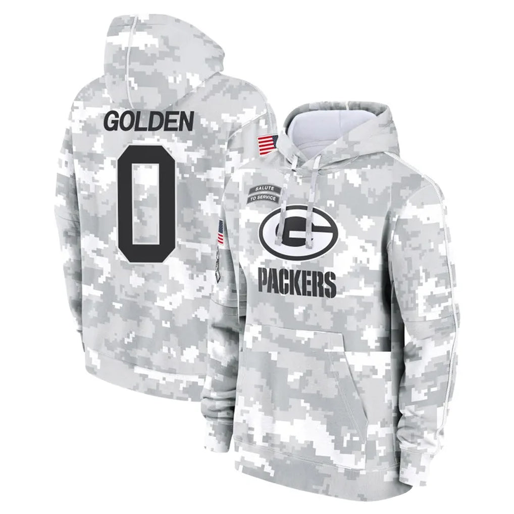 Jdoa GB.Packers #0 Matthew Golden Player Arctic Camo Salute to Service Hoodies Limited Game Stitched Jerseys