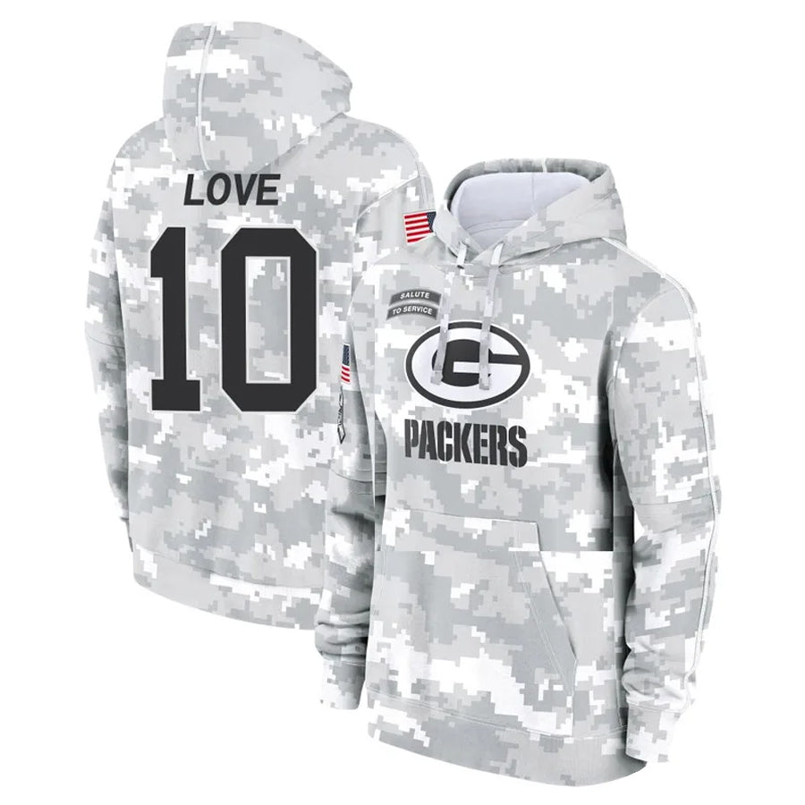 Jdoa GB.Packers #10 Jordan Love Player Arctic Camo Salute To Service Hoodies Game Stitched Jerseys