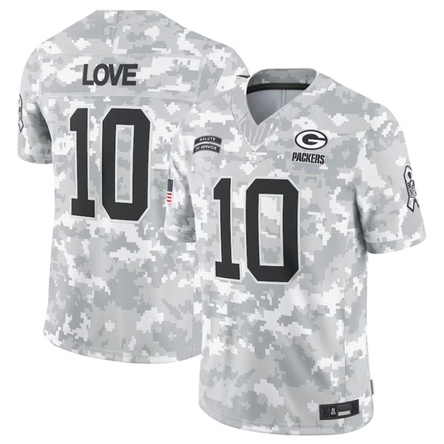 Jdoa GB.Packers #10 Jordan Love Player Arctic Camo Salute to Service Limited Stitched Jerseys