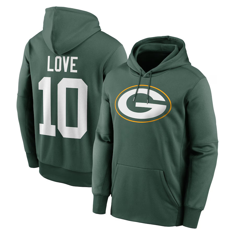 Jdoa GB.Packers #10 Jordan Love Player Green Therma Hoodie Game Stitched Jerseys
