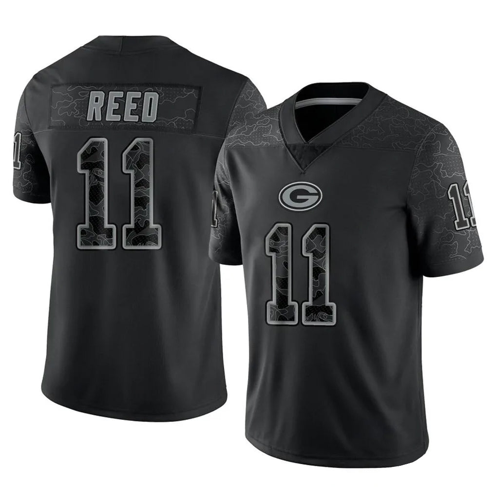 Jdoa GB.Packers #11 Jayden Reed Player Black Reflective Limited Home Game Stitched Jerseys