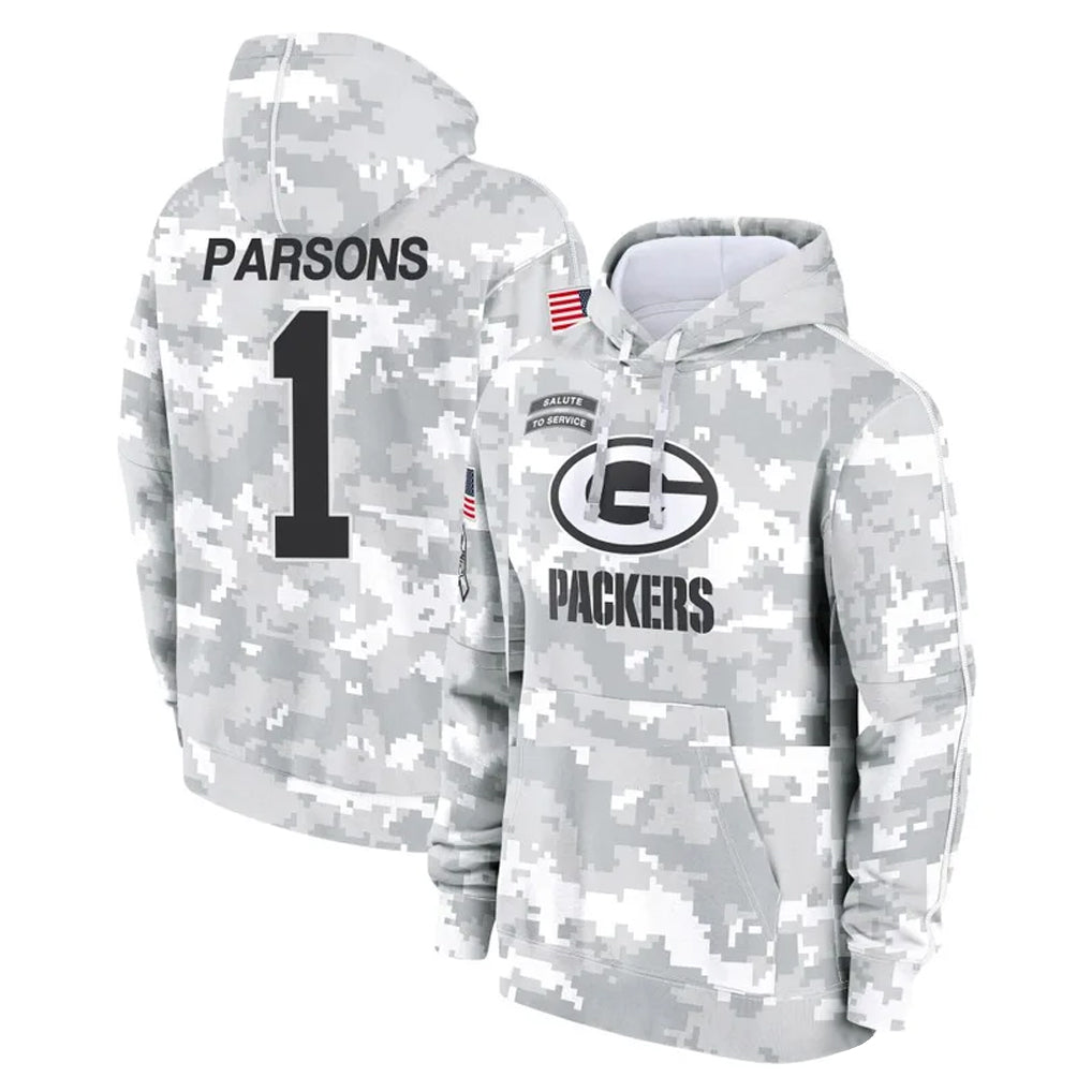 Jdoa GB.Packers #1 Micah Parsons Player Arctic Camo Salute to Service Hoodies Limited Game Stitched Jerseys