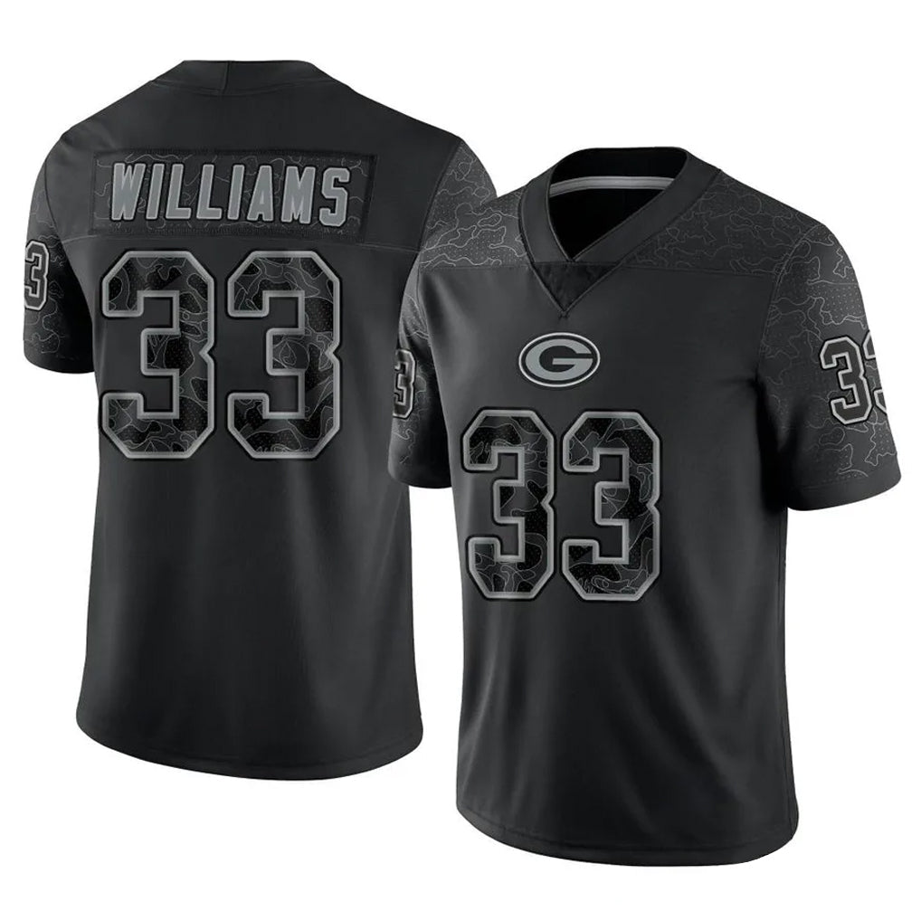 Jdoa GB.Packers #33 Evan Williams Player Black Reflective Limited Home Game Stitched Jerseys
