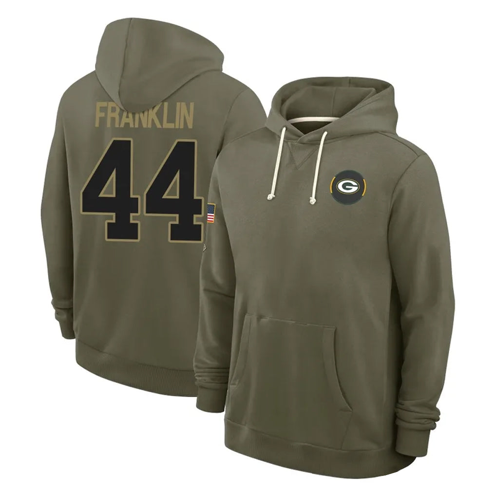 Jdoa GB.Packers #44 Zaire Franklin Player Olive Salute to Service Pullover Hoodies Limited Stitched Jerseys
