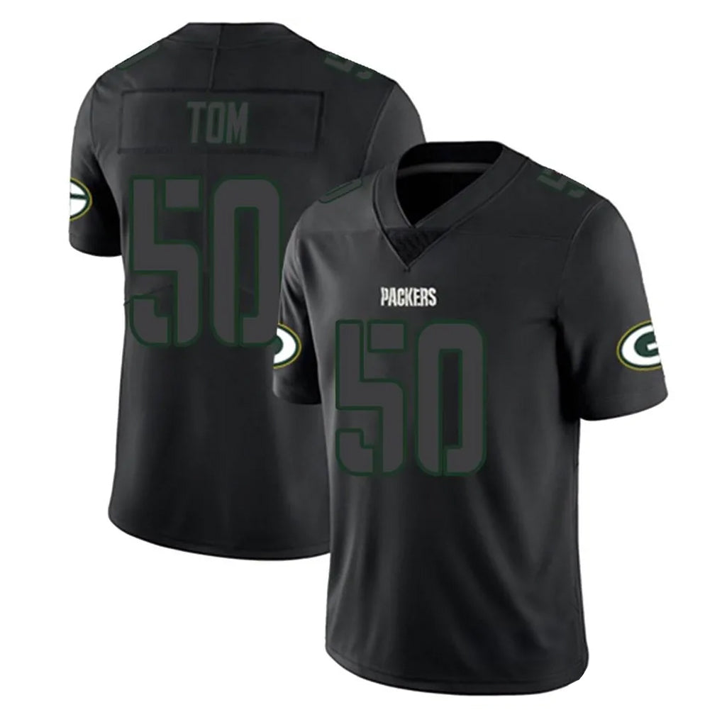 Jdoa GB.Packers #50 Zach Tom Player Black Impact Limited Home Game Stitched Jerseys