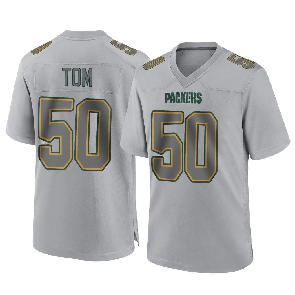 Jdoa GB.Packers #50 Zach Tom Player Gray Atmosphere Fashion Home Game Stitched Jerseys