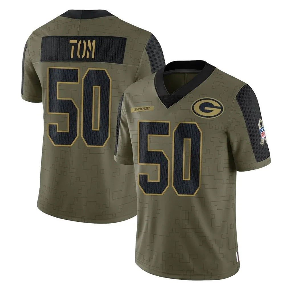 Jdoa GB.Packers #50 Zach Tom Player Olive Salute To Service Limited Game Stitched Jerseys