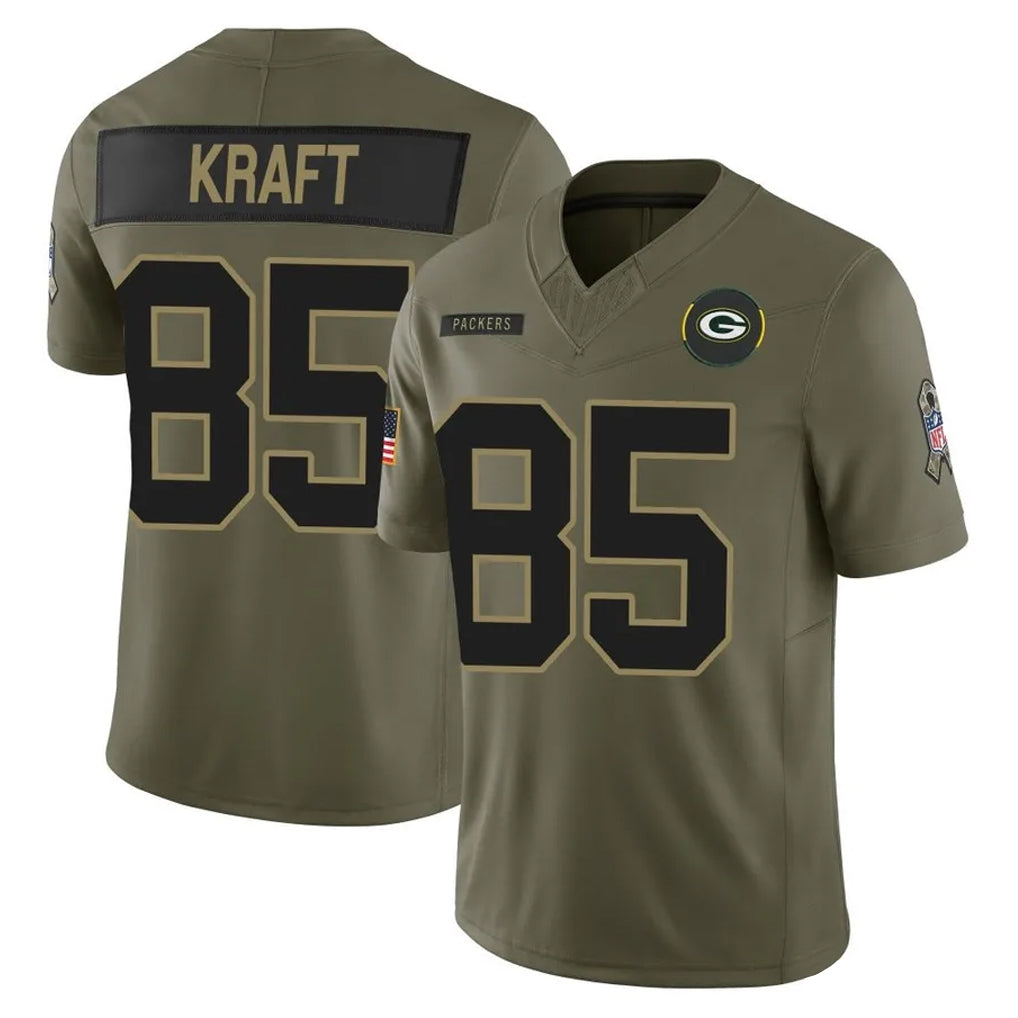 Jdoa GB.Packers #85 Tucker Kraft Player Olive 2025 Salute To Service Limited Home Game Stitched Jerseys