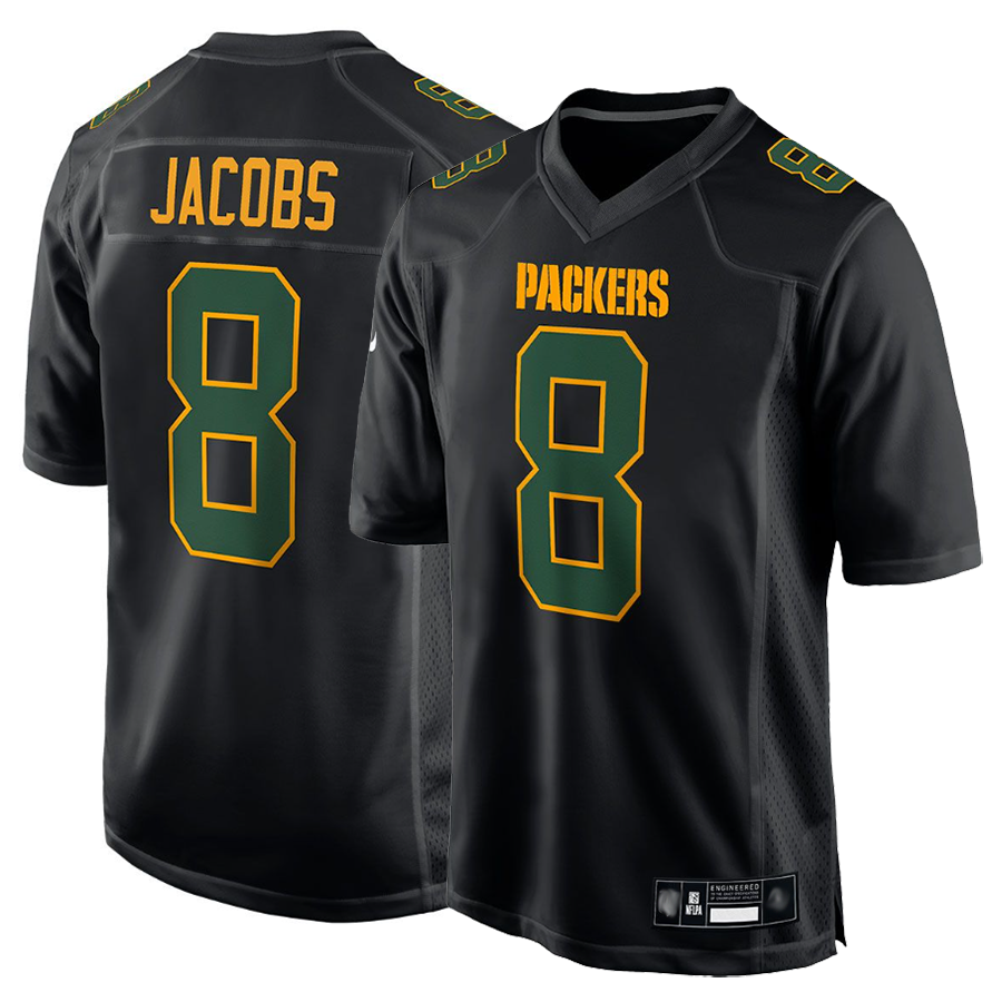 Jdoa GB.Packers #8 Josh Jacobs Player Black Fashion Game Stitched Jerseys