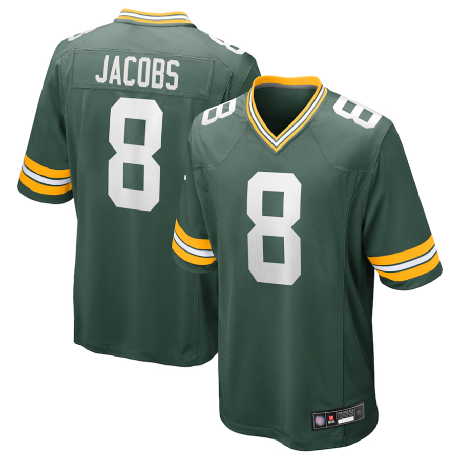 Jdoa GB.Packers #8 Josh Jacobs Player Green Replica Game Stitched Jerseys