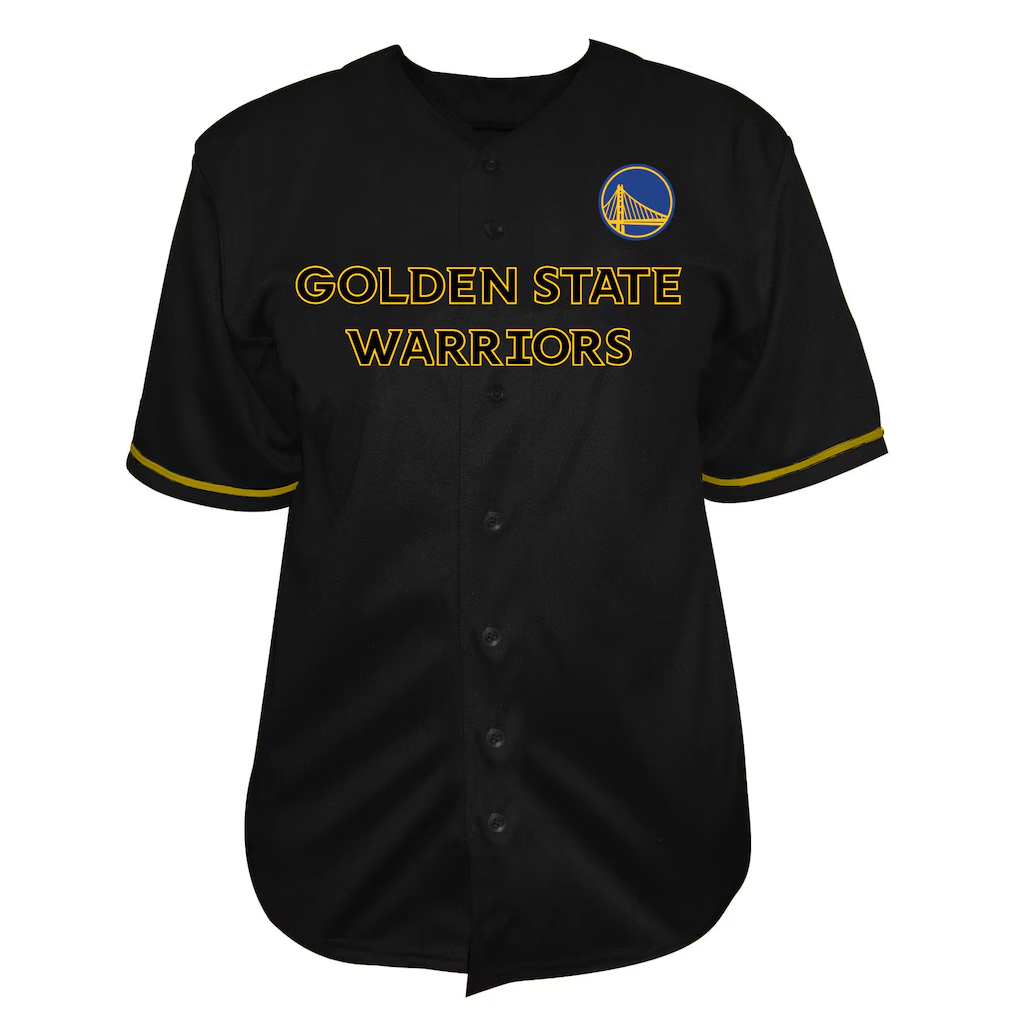 Xdoa G.State Warriors Black Big & Tall Pop Full-Button Jerseys