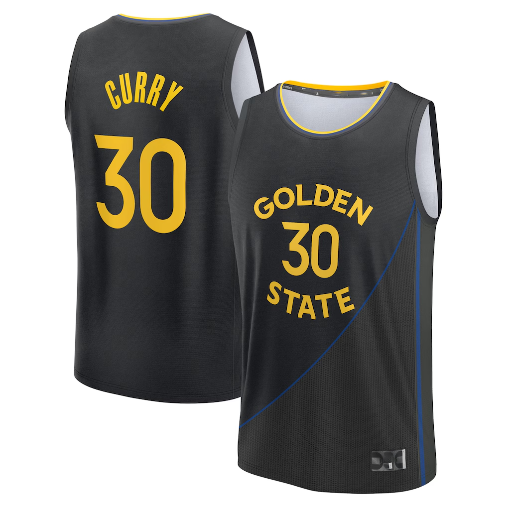 Xdoa G.State Warriors #30 Stephen Curry Black Fast Break Replica Player Jerseys - Statement Edition