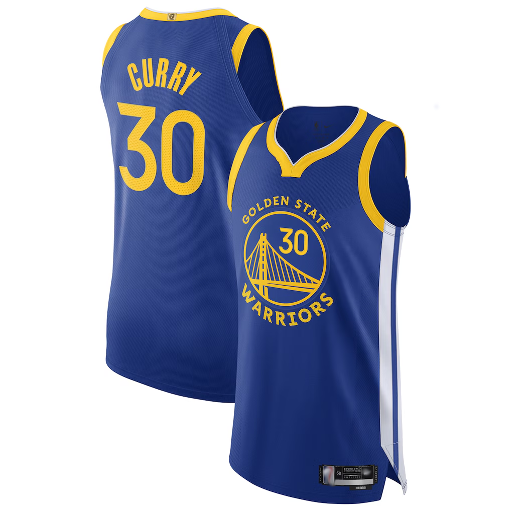 Xdoa G.State Warriors #30 Stephen Curry Royal Authentic Jerseys - Icon Edition