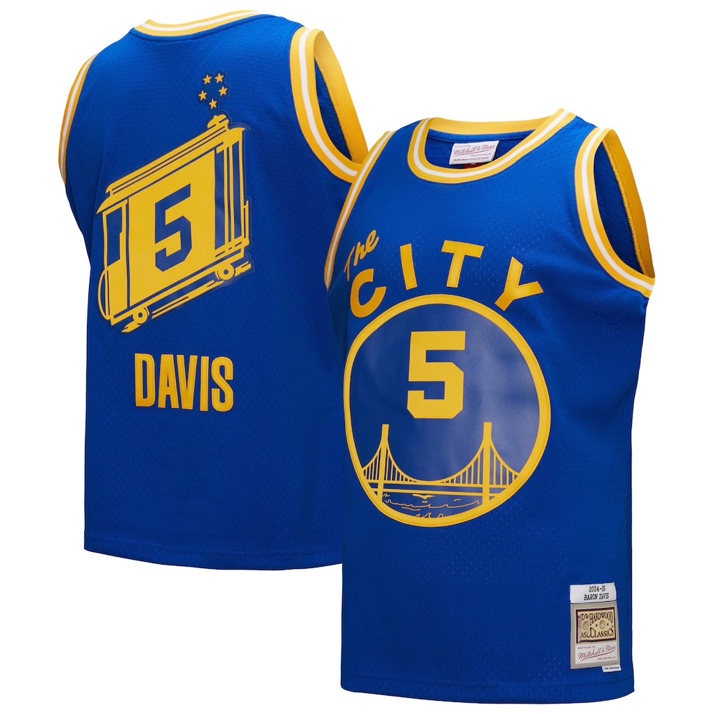 Xdoa G.State Warriors #5 Baron Davis Mitchell & Ness Royal Hardwood Classics 200405 Swingman Jerseys