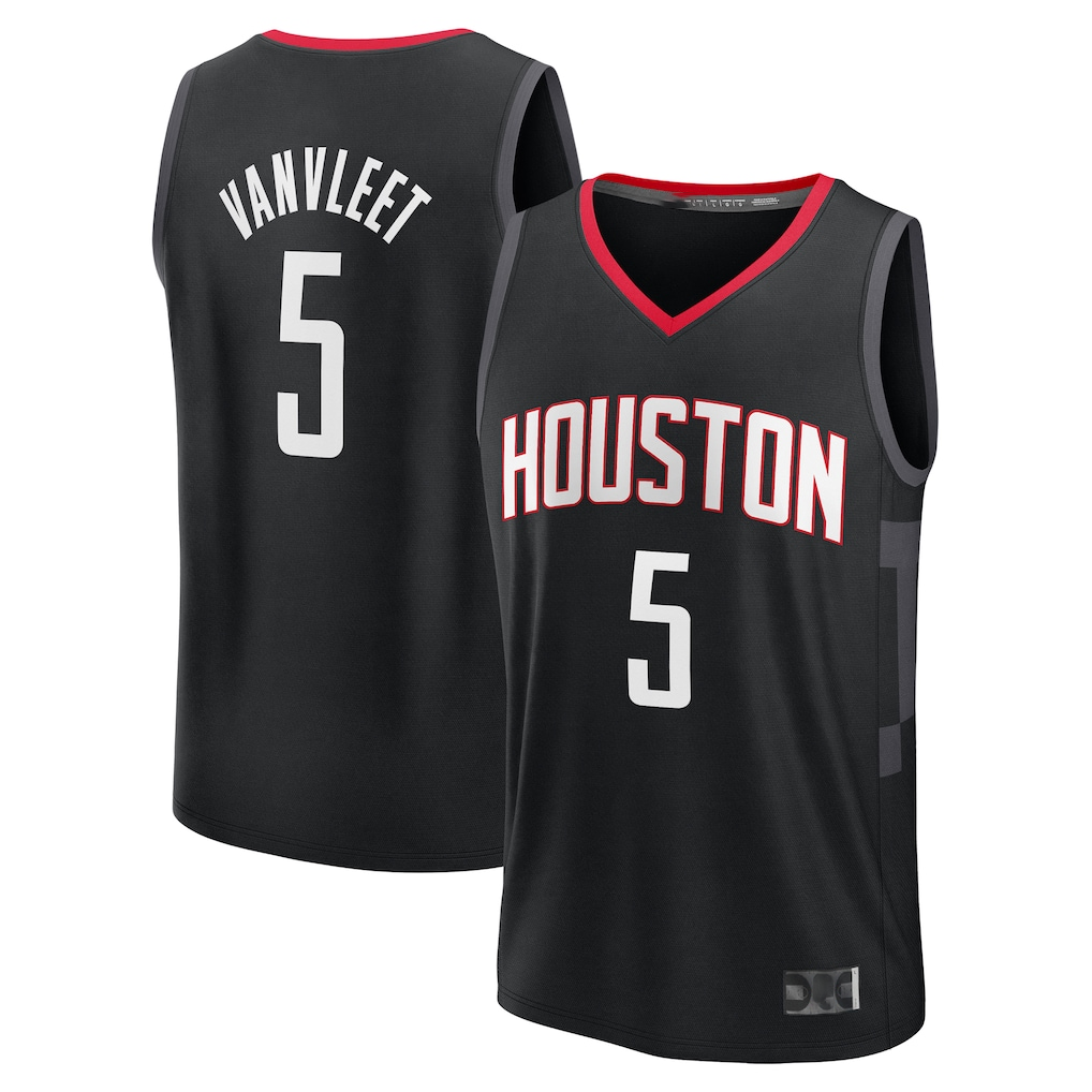 Xdoa H.Rockets #5 Fred VanVleet Black Fast Break Replica Player Stitched Jerseys-Statement Edition