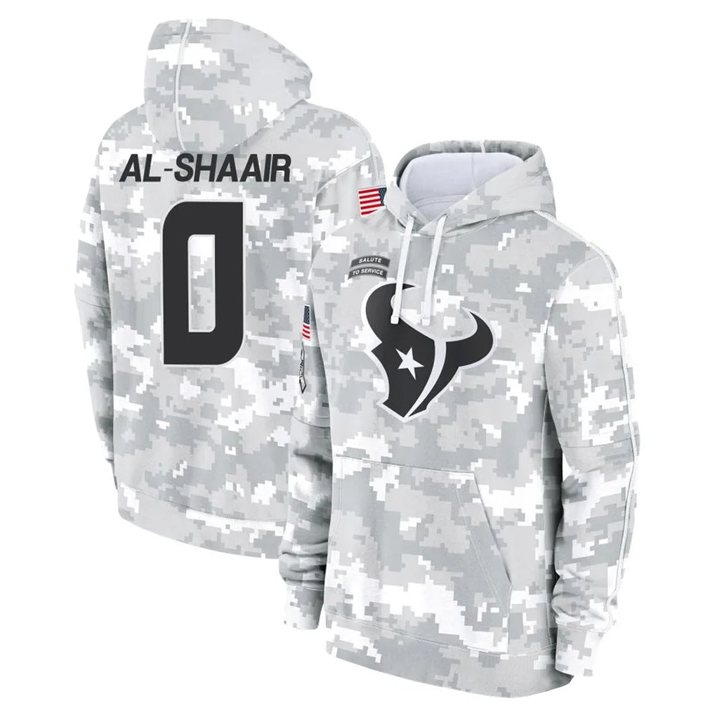 Jdoa H.Texans #0 Azeez Al-Shaair Player Arctic Camo Salute to Service Hoodies Limited Game Stitched Jerseys