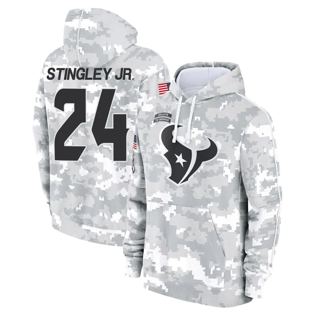 Jdoa H.Texans #24 Derek Stingley Jr. Player Arctic Camo Salute to Service Hoodies Limited Game Stitched Jerseys