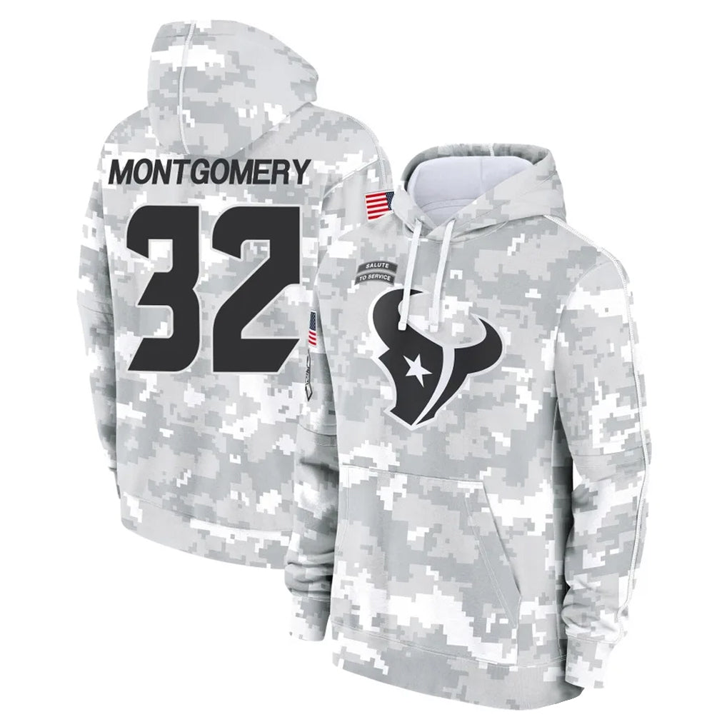 Jdoa H.Texans #32 David Montgomery Player Arctic Camo Salute to Service Hoodies Limited Game Stitched Jerseys