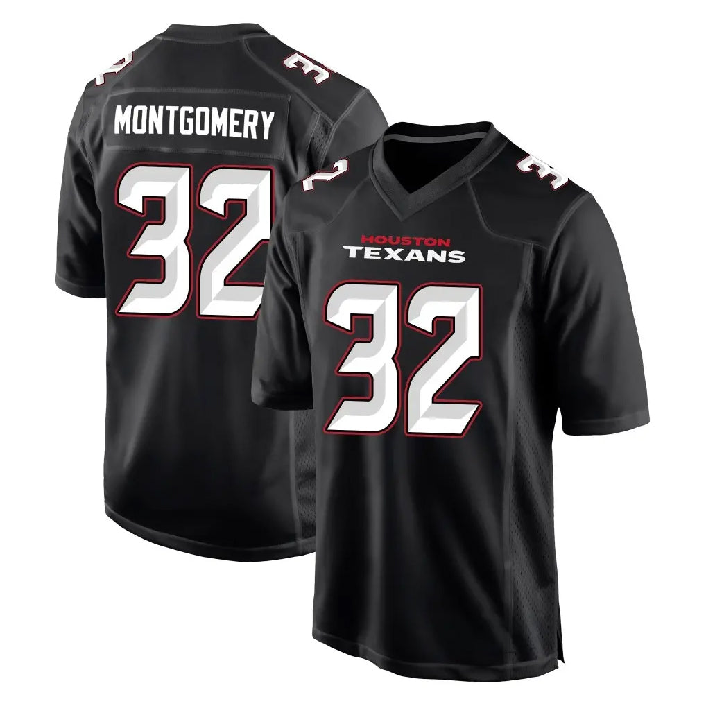 Jdoa H.Texans #32 David Montgomery Player Carbon Black Fashion Home Game Stitched Jerseys