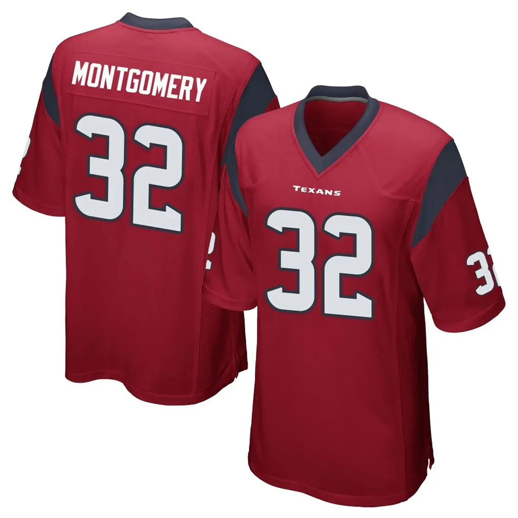 Jdoa H.Texans #32 David Montgomery Player Red Home Game Stitched Jerseys