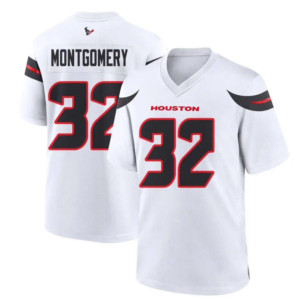 Jdoa H.Texans #32 David Montgomery Player White Home Game Stitched Jerseys