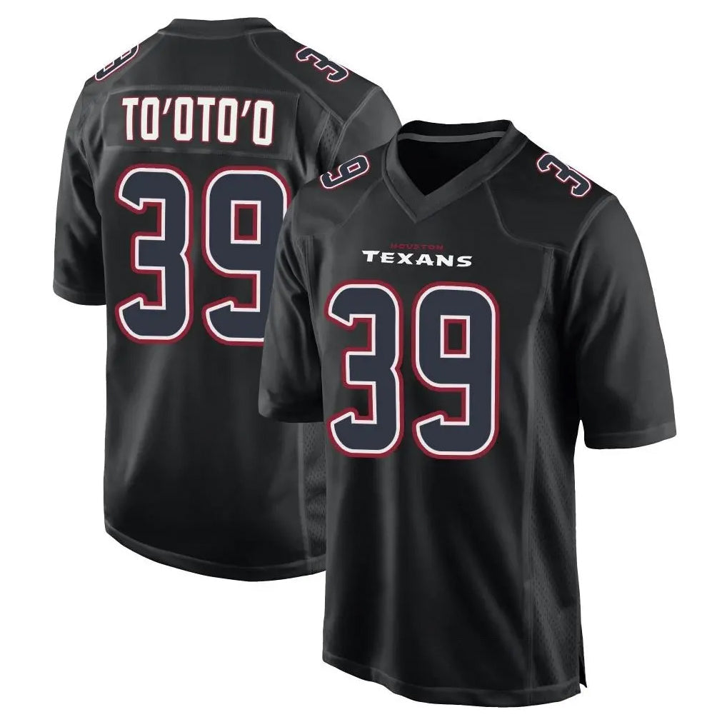 Jdoa H.Texans #39 Henry To'oTo'o Player Black Fashion Home Game Stitched Jerseys