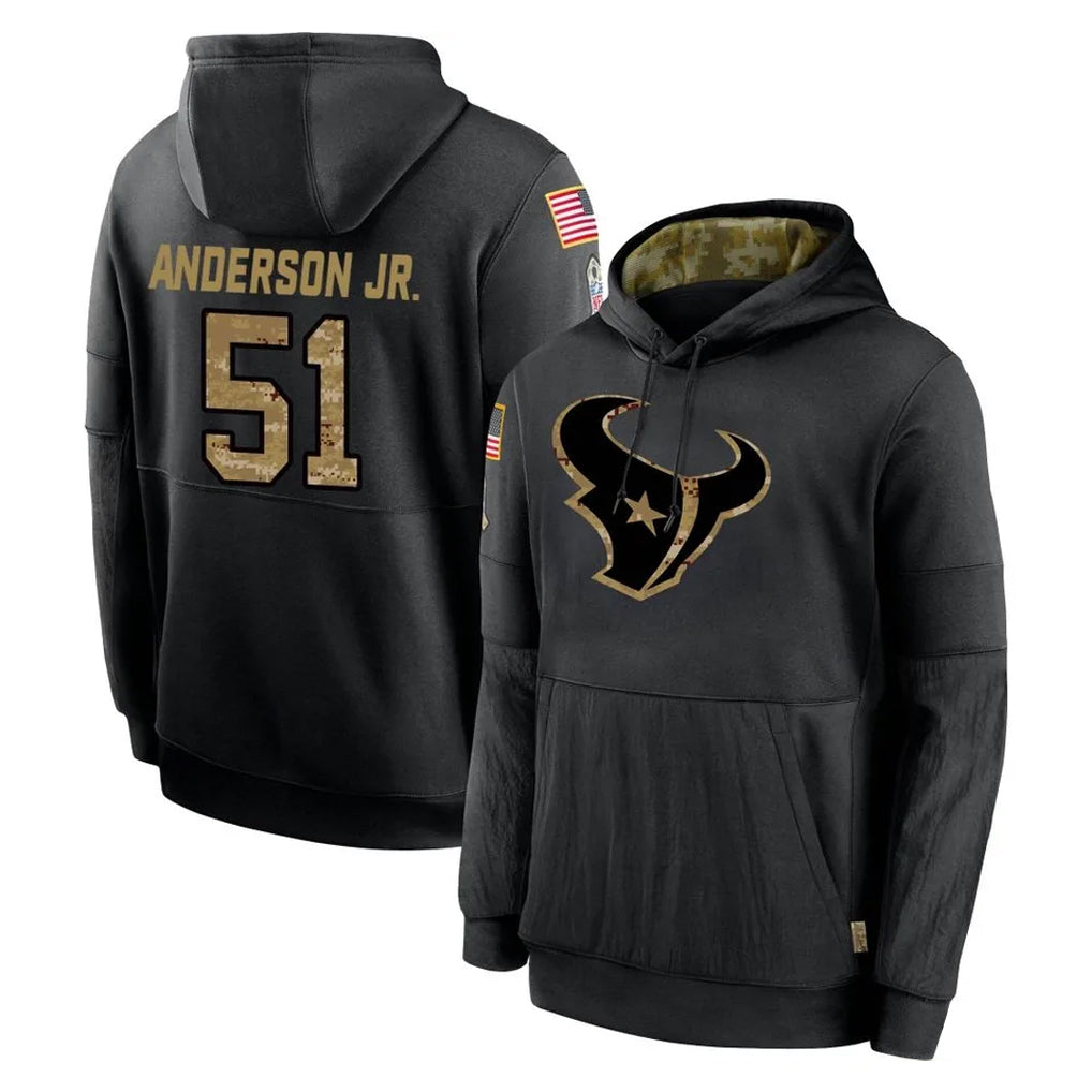 Jdoa H.Texans #51 Will Anderson Jr. Player Black Salute to Service Hoodies Limited Game Stitched Jerseys