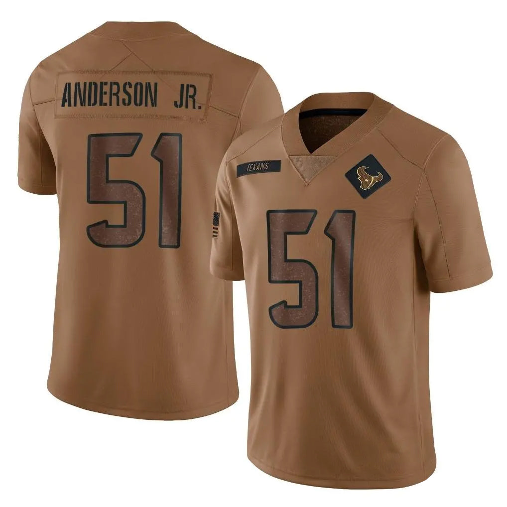 Jdoa H.Texans #51 Will Anderson Jr. Player Brown Salute To Service Limited Stitched Jerseys