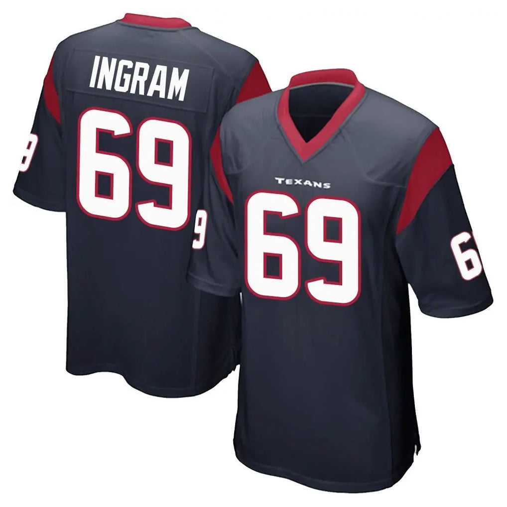 Jdoa H.Texans #69 Ed Ingram Player Navy Home Game Stitched Jerseys