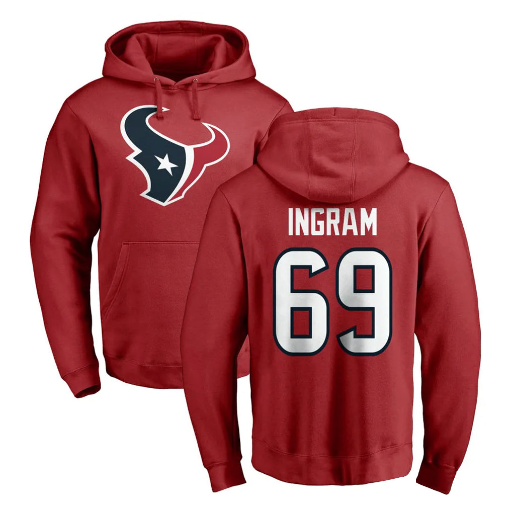 Jdoa H.Texans #69 Ed Ingram Player Red Pro Line Pullover Hoodie Limited Game Stitched Jerseys