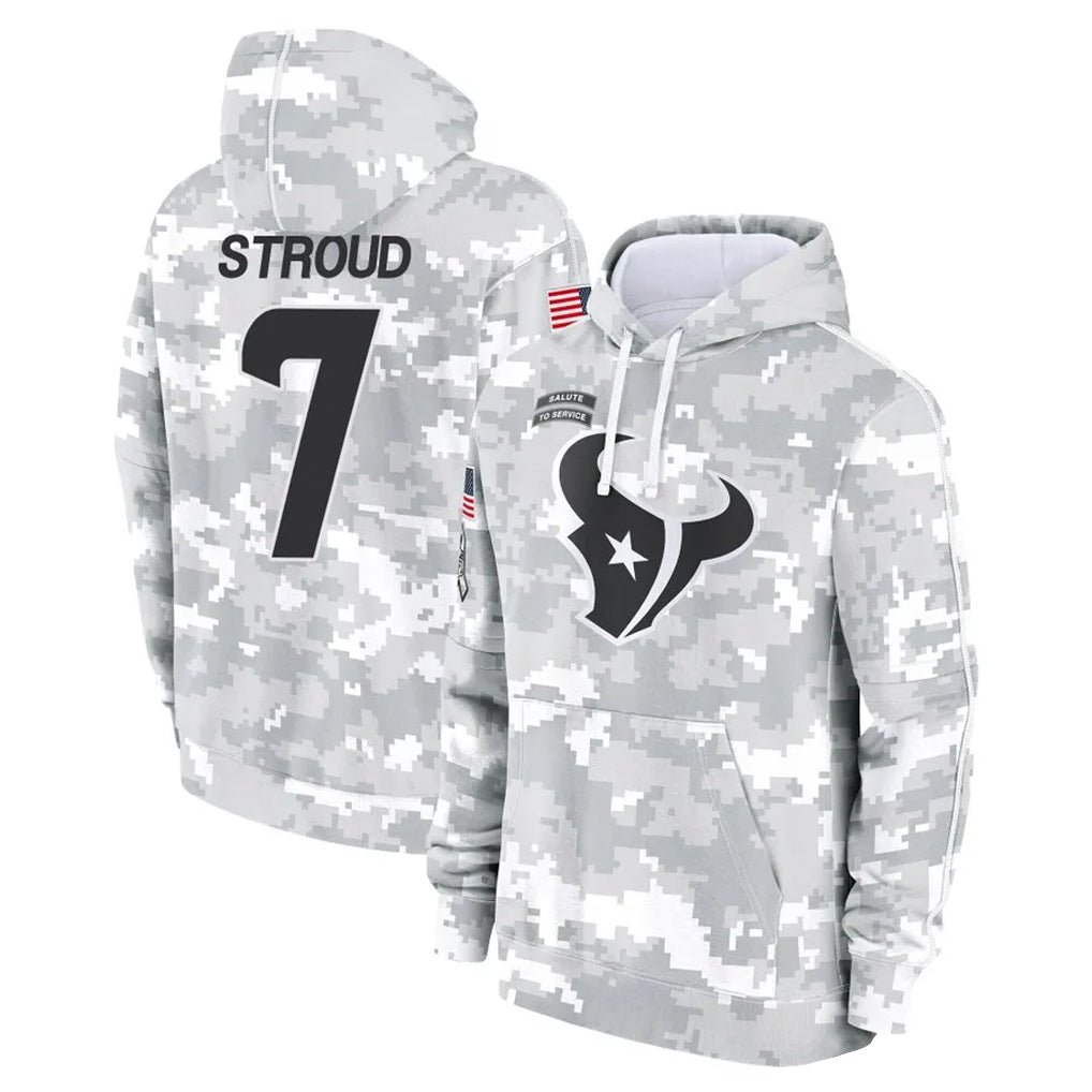 Jdoa H.Texans #7 CJ Stroud Player Arctic Camo Salute to Service Hoodies Limited Game Stitched Jerseys