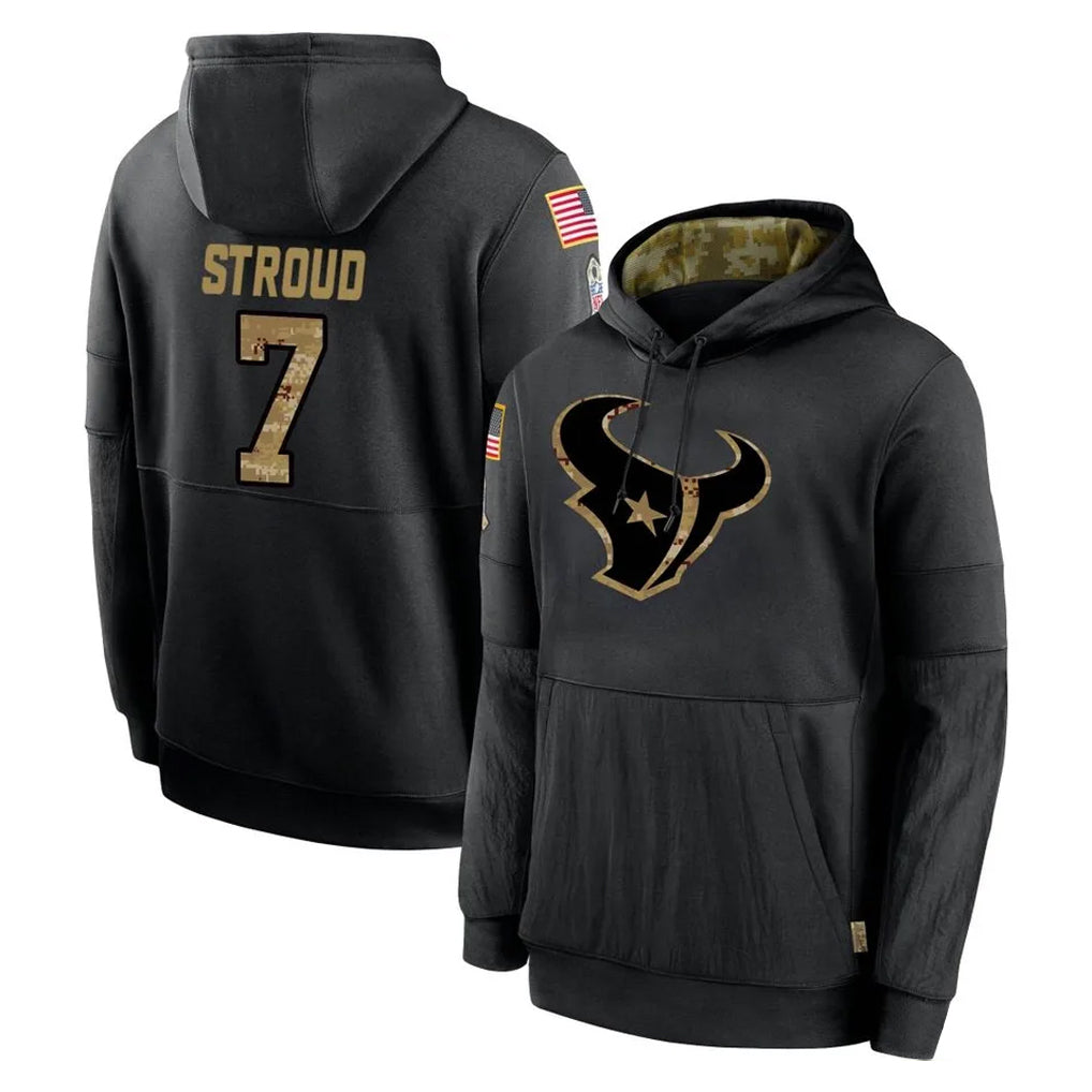 Jdoa H.Texans #7 CJ Stroud Player Black Salute to Service Hoodies Limited Game Stitched Jerseys